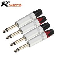 2PCS Mono 6.35MM Jack 1/4 Inch 6.3MM Male Plug Soldering Wire Connector Aluminum Tube Audio Microphone Plug