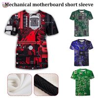 2023 Customized Fashion ❏MS Electronic Chip T-Shirt Mens 3D Machine Printed Electronic Motherboard Design  Short Sleeve T-S，Contact the seller for personalized customization