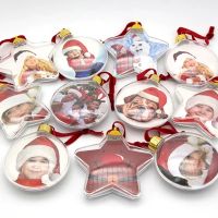 DIY Transparent Photo Frame Pendant Snowman Five-star Ball Xmas Tree Hanging Ornaments Christmas Decorations for Home New Year Christmas Ornaments