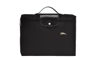 ﹍◎ Original Longchamp Le Pliage Club Porte-เอกสารกันน้ำกระเป๋าไนลอนกระเป๋าถือแฟชั่น70th ครบรอบเย็บปักถักร้อยโต๊ะแล็ปท็อปพับได้กระเป๋า L2182619001