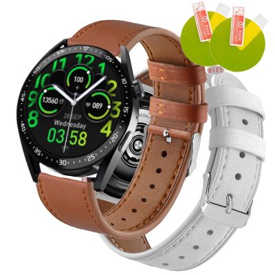 ►☼♈ Genuine Leather Strap Watchband For HW28 SmartWatch Wristband Quick Releas Bracelet For HW3 Pro SmartWatch Screen Protector