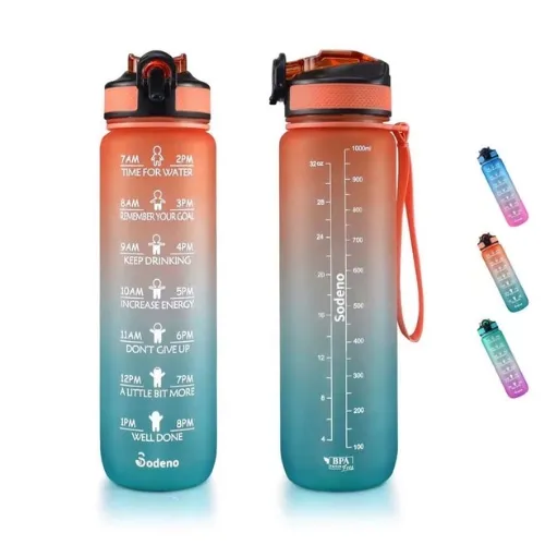 1000ml Water Bottle Time Marker Leakproof Bpa Frosted Gradient Cup