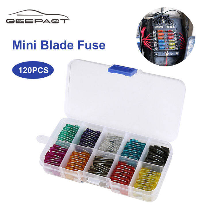 [With Box] Geepact 120 PCS Mini Blade Fuse 2/3/5/7.5/10/15/20/25/30