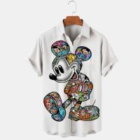 เสื้อเชิ้ตผู้ชายแขนสั้นมีปกเสื้อยืดผู้หญิงแฟชั่น,การ์ตูน Mickey Mouse แฟชั่นลำลองเทรนด์ใหม่ฤดูร้อน