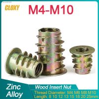 ∋✶❡ 10/ 20pcs Zinc Alloy Hexagon Hex Socket Head Embedded Wood Insert Nut Flanged Hex Drive Head Furniture Nut M4 M5 M6 M8 M10