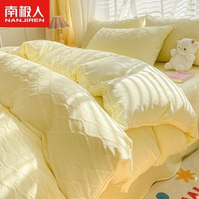 Antarctic people seersucker sheets four-piece wash quilt fitted sheet girls dormitory bed three-piece set