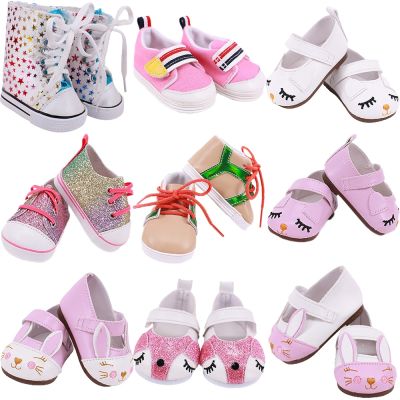 Cute Doll Shoes 7 cm High Quality For 18 Inch American Doll Girl Toy 43 Cm Baby New Born Clothes Accessories Our Generation