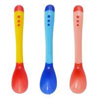 Newborn Baby Silicon Spoons Baby Safety Temperature Sensing Kids Children Flatware Baby Feeding Spoons Supplies Fork Tableware Bowl Fork Spoon Sets