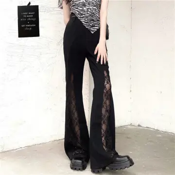  Autumn Y2K Gothic Flare Pants For Women Velvet Streetwear  High Waist Vintage Style Harajuku Black Color Trousers