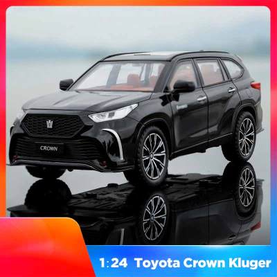 คอลเลกชันรถ Diecast Toyota CROWN Kluger ไฟเสียงแบบจำลองรถจากโลหะอัลลอยด์สูงดึงกลับของขวัญของเล่นเด็กคอลเลกชัน1/24สเกล