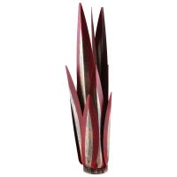 Wind Resistant Metal Agave Art Plant Garden Sculpture Outdoor Decoration Lawn Decoration (12 Leaf Red 1Pc)