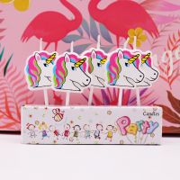 New 1set/5pcs Cartoon Unicorn Flamingo Cake Candles For kids baby shower Happy Birthday party DIY cake decorations Girls Gifts
