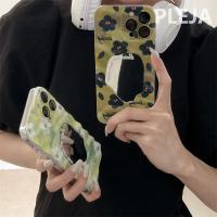 Camera Lens Protector Phone Case For iPhone 14 11 12 13 Pro Max Cover Korean Cute Flower 3D Water Ripple Irregular Mirror Cases  Screen Protectors
