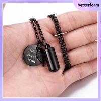 BETTERFORM เหล็กไร้สนิม สร้อยคอรูปทรงกระบอก สามารถเปิดได้ กับปีกนางฟ้า เครื่องประดับขี้เถ้ากระดูก ปิดผนึกอย่างดี สีดำสีดำ จี้ที่ระลึกที่ระลึก สำหรับน้ำหอมสัตว์เลี้ยงมนุษย์