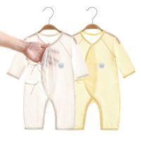 【Ready】? Newborn baby clothes summer thin section baby jumpsuit pure cotton air-conditioned clothes monk clothing pajamas romper suit