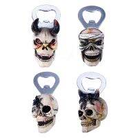 ชุด4 Creative ที่เปิดขวดเบียร์ที่เปิดขวด Corkscrew 3D Skull Shaped แม่เหล็กติดตู้เย็นตกแต่ง Home Accessories