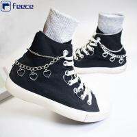 FEECE 1Pair สำหรับผู้หญิงทุกเพศ เสน่ห์เสน่ห์ ปาร์ตี้งานปาร์ตี้ ห่วงโซ่รองเท้าหัวใจพู่ เครื่องประดับรองเท้ากีฬา จี้รองเท้าผ้าใบ ตกแต่งแขวนส้นเท้า