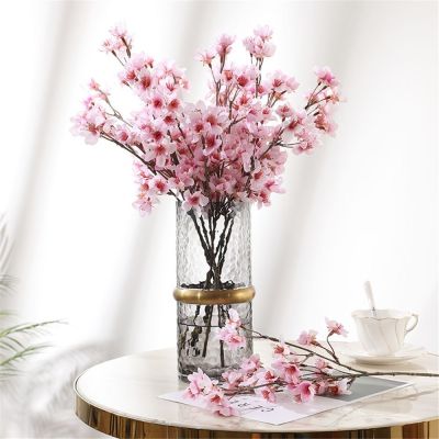 Cherry Blossom Artificial Flower Silk Sakura Fake Flower Simulation Cherry Branch DIY Prop for Wedding Festival Party Home Decor