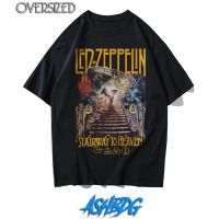 เสื้อยืดวงดนตรีเสื้อยืดคอกลมcrew neckเสื้อยืด มีไฟ Led ลาย Zeppelin Srway to Heaven สไตล์วินเทจ ขนาดใหญ่S-4XLall size