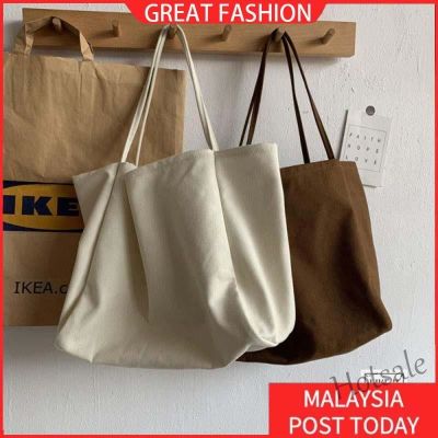 【hot sale】☊☃ C16 Korean Style Tote Bag Canvas Bag Shoulder Bag Cotton Fabric Bag Korean Solid Color Large Capacity Canvas Bag Ready Stock