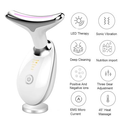 Neck Face Beauty Device 3 Colors LED Photon Therapy Skin Tighten Reduce Double Chin Anti Wrinkle Remove Skin Care Tools