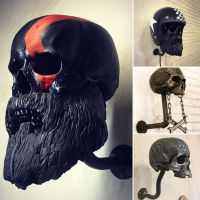 Motorcycle Skull Helmet Holder Creative Resin Craft Skull Helmet Holder Halloween Horror Retro Interior Wall Decoration Gift