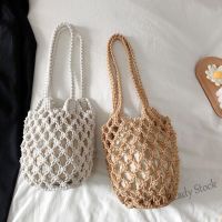 【Ready Stock】 ∈๑ C23 New Summer seaside beach handbag hollow mesh shoulder bag cotton crochet fishing net bag