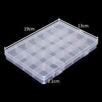 24 Grid Plastic Adjustable Transparent Jewelry Ring Earrings Box Case Portable Organizer Storage Box Travel Bins 19x13x2.1cm