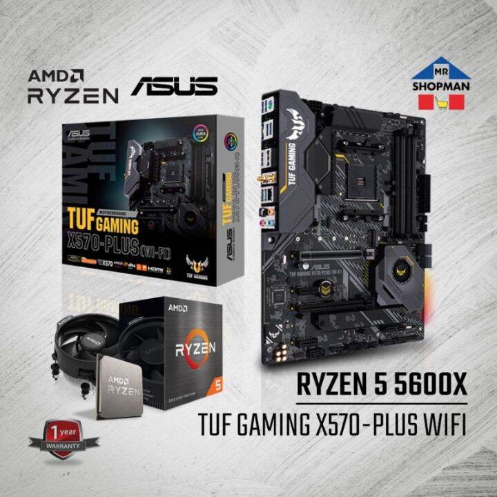 AMD Ryzen 5 5600X Processor w/ Asus X570 Plus Wifi Tuf Gaming