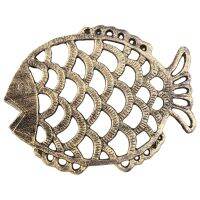 Cast Iron Fish Trivet, 7.5X6Inch Decorative Vintage Pattern for Cookware and Hot Dishes with