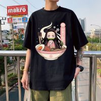 เสื้อยืดคอกลมKawaii Anime Demon Slayer Nezuko Kamado T เสื้อ Unisex Harajuku Kimetsu ไม่มี Yaiba มังงะสบายๆหลวมสั้นสำหรับผู้ชายแขนสั้นS-5XL S-5XL