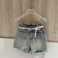 IFLS MIU-MIU 23 spring and summer new fashion simple embroidered letters washed old high waist denim all-match shorts