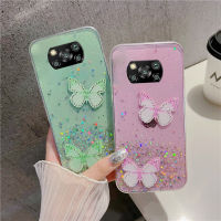 สำหรับ Xiaomi เคสโทรศัพท์ POCO X3 NFC Pro เคสโทรศัพท์แฟชั่นหรูหราระยิบระยับระยิบระยับระยิบระยับระยิบระยับลายดวงดาวท้องฟ้าพร้อมพลอยเทียมสวยดีไซน์รูปผีเสื้อซิลิโคนนิ่มกันกระแทกฝาครอบหลังคู่