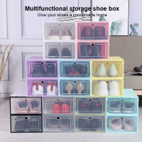 6pcs Thickened Dustproof Shoe Organizer Boxes Folding Shoe Cabinet Transparent Shoe Storage Box Combined Stackable Shoe Cabinet