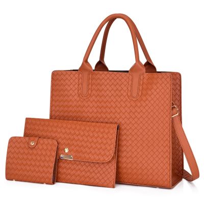 [COD] 2021 new summer womens bag weaving three-piece set mother-in-law fashion shoulder Messenger one generation