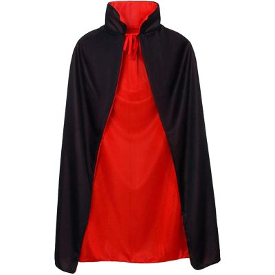 Umorden Child Kids Black Red Reversible Goth Vampire Cloak Cape Boys Girls Unisex Halloween Christmas Costumes Fancy Dress