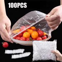 100Pcs Disposable Plastic Wrap Cover Household Telescopic Kitchen Food Storing Lids Outside Leftovers Picnic Wrap Seal Caps