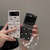 เคสโทรศัพท์กำไลข้อมือหัวใจแห่งความรักที่น่ารักสำหรับ Samsung Galaxy Z Flip 3 Z 4ฝาหลังกันกระแทกสำหรับเคส ZFlip4 ZFlip3