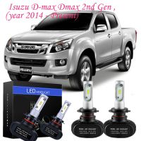 2PC 8000LM H4 80W 6000K ไฟหน้ารถมอเตอร์ไซค์แบบ LED หลอดไฟสำหรับ Isuzu D-Max Dmax 2nd Gen (ปี2014-ปัจจุบัน) อุปกรณ์เสริม