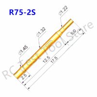 【✲High Quality✲】 chuiban470077036 ท่อทองเหลือง R75-2s 100ชิ้นชุบทองสปริงชุดหัวทดสอบขนาดเส้นผ่านศูนย์กลาง1.32มม. ยาว26.2มม. สปริงหัวแบนชุดหัวทดสอบเครื่องมือไฟฟ้า