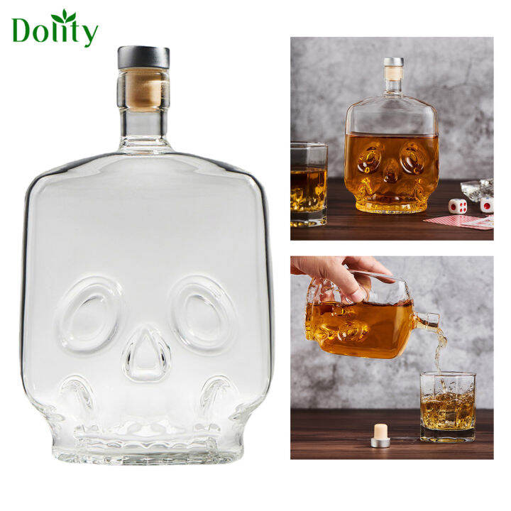 Dolity Clear Skull Liquor Decanter with Stopper MultiPurpose Decanters