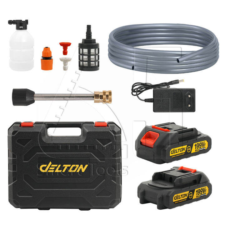 แบตเตอรี่-delton-เครื่องฉีดน้ำแรงดันสูงไร้สาย-199v-แบตเตอรี่-lithium-ion-อย่างดี-1ก้อน-2ก้อน-ปืนฉีดน้ำไร้สาย-เครื่องล้างรถ-ปืนฉีดน้ำแรงดันสูง-เครื่องฉีดน้ำแรงดันสูง-เครื่องฉีดน้ำไร้สาย-cordless-pressu