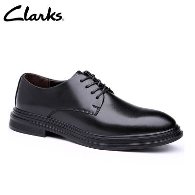 Clarks_Mens Casual Dennet หนังสีดำต่ำ รองเท้าหนังลำลองสำหรับผู้ชายธุรกิจ