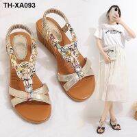 ?♧✻ Wedge sandals women 2023 summer new Korean version large size bohemian round toe casual beach