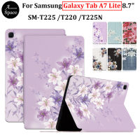 เคสลายดอกไม้สำหรับซัมซุงกาแล็กซีแท็บ A7 Lite 8.7 "SM-T220 SM-T225 SM-T225N แท็บเล็ตคุณภาพสูงฝาปิดหนังแบบพับตั้งเป็นฐานได้ PU T220 T225