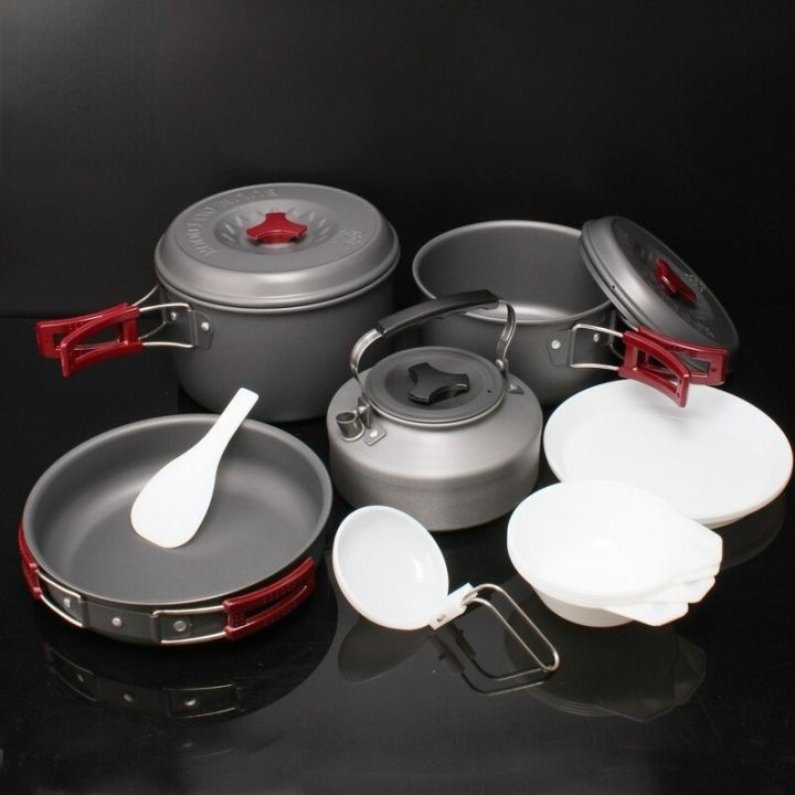 Outdoor camping modern portable cooking pot set light travel non-stick ...