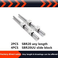 ชิ้นส่วน Cnc สำหรับ SBR20UU สไลด์บล็อค4ชิ้น + รางนำทางรางเส้นตรง20มม. SBR20 2ชิ้นรางเส้นตรง SBR