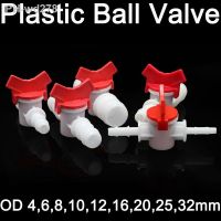 ☜✣☌ 1Pcs Platics 4mm 6mm 8mm 10mm 12mm 16mm 20mm PVC Hose Barb Two Way Plastic Ball Valve Aquarium Garden Micro Irrigation Connector