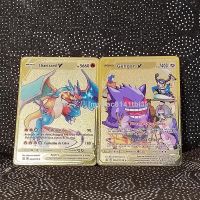 HP โลหะการ์ดโปเกมอนสเปน Mewtwo Charizard Pikachu Gengar เงาเหล็กเงา Pokémon GX Vmax ของขวัญของเล่นเด็กเกมพร้อม Stockmykpc8141tbi3