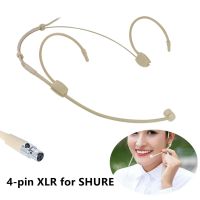 KPY-27 XLR ทิศทางเดียว4-PIN ไมโครโฟนหูฟัง2 * ฝาครอบไมโครโฟนสำหรับ Shure วิดีโอเสียงแบบพกพาไร้สายสีเบจ